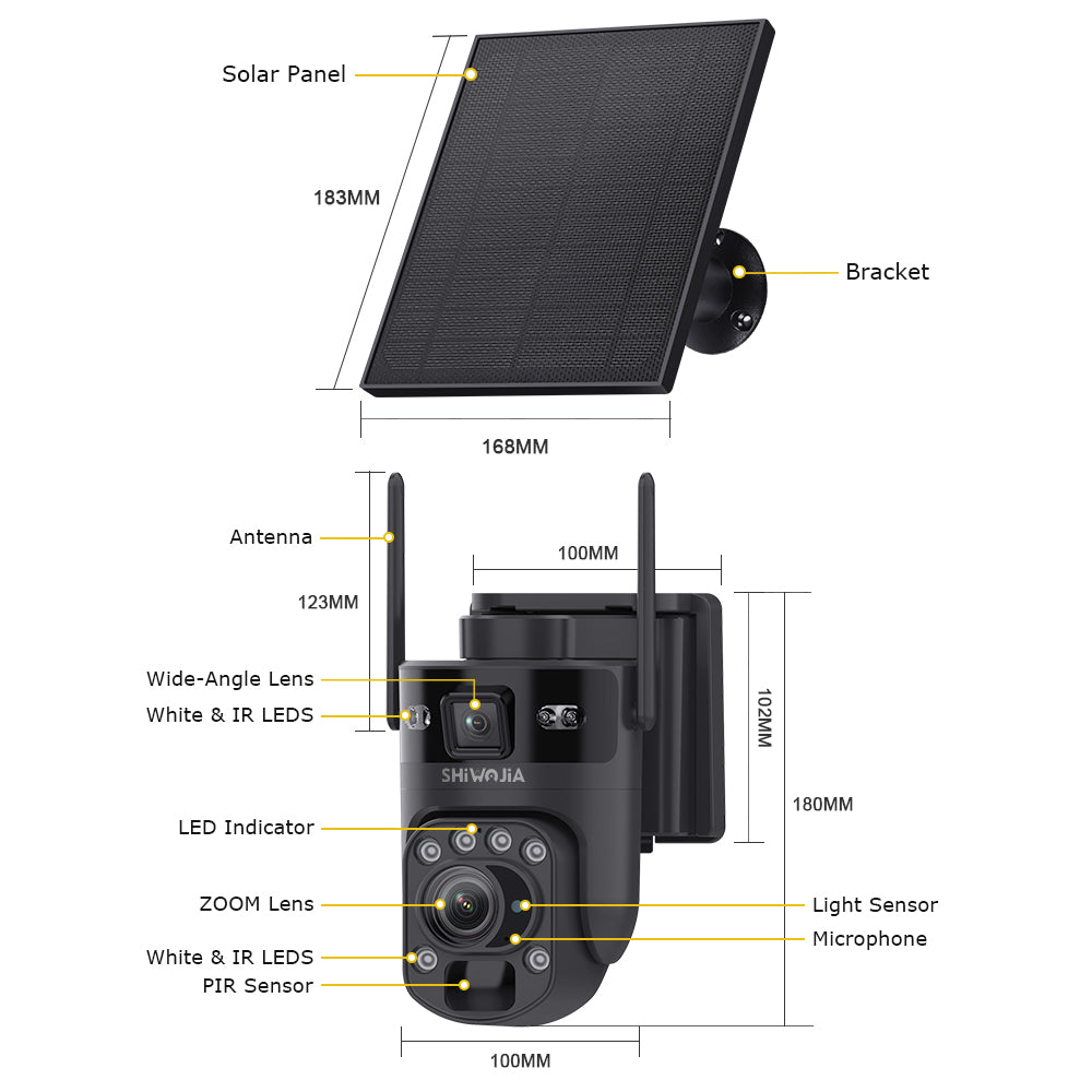 "SHIWOJIA 6MP Tracking 4G Solar Trail Camera | Ultra HD PIR Motion Detection, IP65 Waterproof, Wide Range, Enhanced Night Vision"
