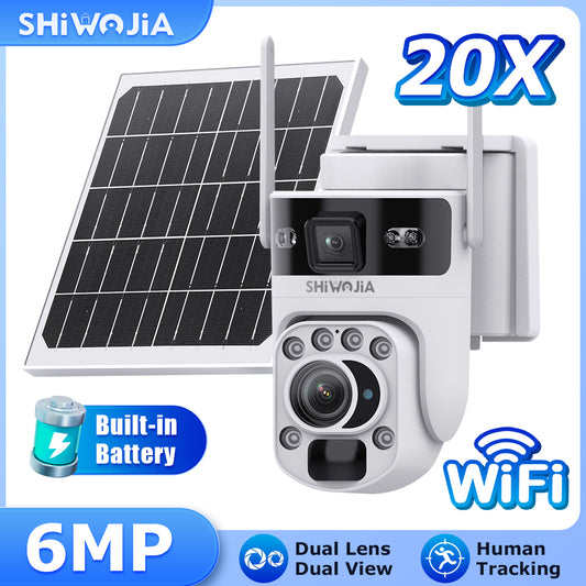"SHIWOJIA 6MP Tracking 4G Solar Trail Camera | Ultra HD PIR Motion Detection, IP65 Waterproof, Wide Range, Enhanced Night Vision" 