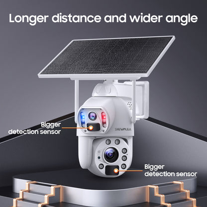 SHIWOJIA 10W Solar Panel Camera 4G SIM / WIFI 6MP 20X ZOOM Solar 20000mAh Battery Cameras 360° Outdoor Dual Lens Recording Humanoid Cam 