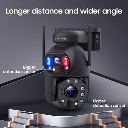 SHIWOJIA 6MP Big 20X Zoom Lens Dual View Solar Battery PTZ Camera Outdoor Wifi Surveillance Camera 