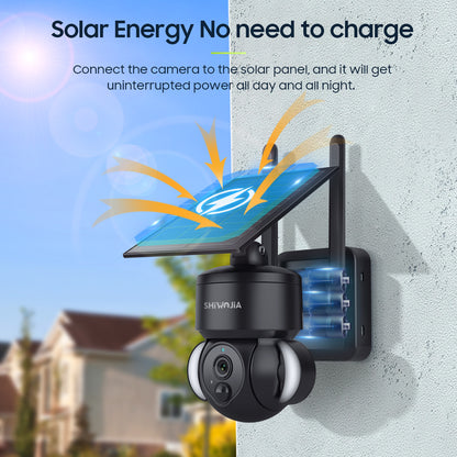 SHIWOJIA Outdoor Camera 4G SIM /WIFI Solar Powered 7800mAh Battery with 5W Solar Panels 3MP Color Night Vision Wireless Garden CCTV.Built-in Battery