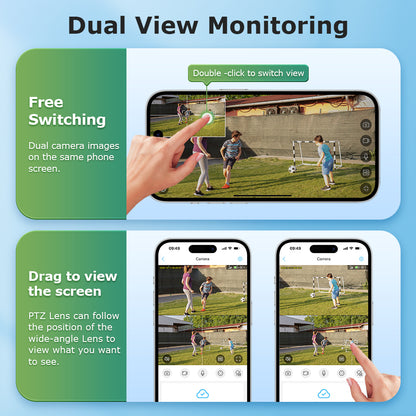 SHIWOJIA Dual Len 4G Solar Camera AOV 24/7 Full Time Recording Ptz Camera Outdoor IP65 6MP HD Motion Detection CCTV Camera