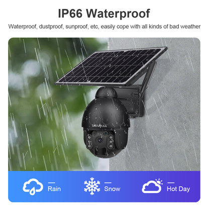 SHIWOJIA 4G SIM / WIFI IP67 HD 3MP Solar Panel Outdoor Monitoring CCTV Camera Smart Home Intrusion Alarm Built-in Battery 