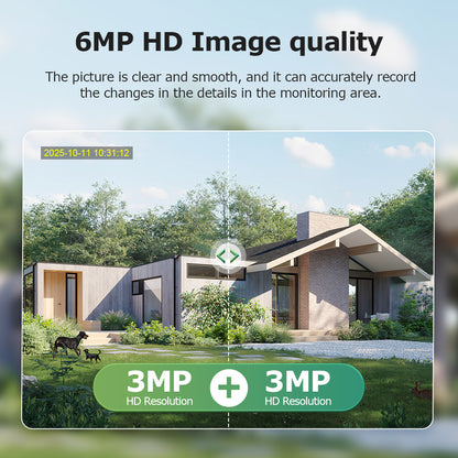 SHIWOJIA Dual Len 4G Solar Camera AOV 24/7 Full Time Recording Ptz Camera Outdoor IP65 6MP HD Motion Detection CCTV Camera