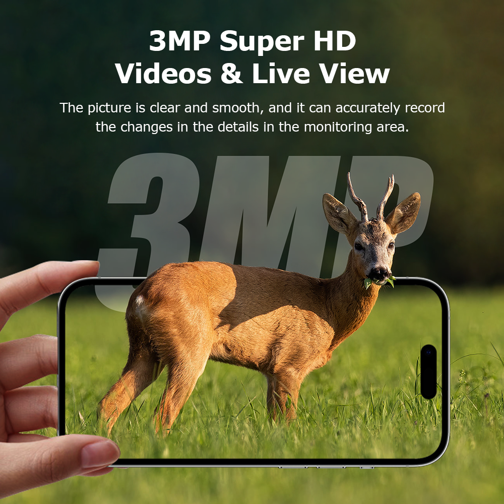 SHIWOJIA GPS Tracking 4G Solar Trail Camera 3MP Super HD PIR Motion Detection IP66 Waterproof Wide Range Detection Night Vision