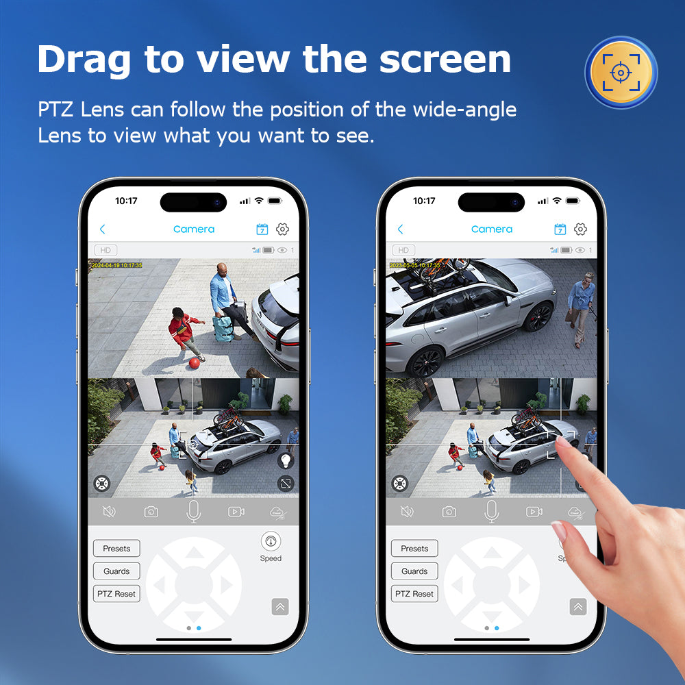 SHIWOJIA 4G SIM / WIFI Cellular Security Camera Dual-Lens,6MP Solar Camera Wireless Outdoor,Siren Alarm,Color Night Vision,Dual Screen,Built-in 12000mAh Battery 