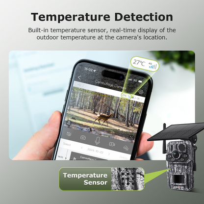 SHIWOJIA GPS Tracking 4G Solar Trail Camera 3MP Super HD PIR Motion Detection IP66 Waterproof Wide Range Detection Night Vision
