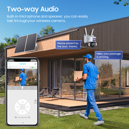 SHIWOJIA 3MP Solar Camera 4G SIM / WIFI Security Outdoor Recording Humanoid Tracking 20W Solar Battery Red Blue Alarm Floodlight PTZ Camera 