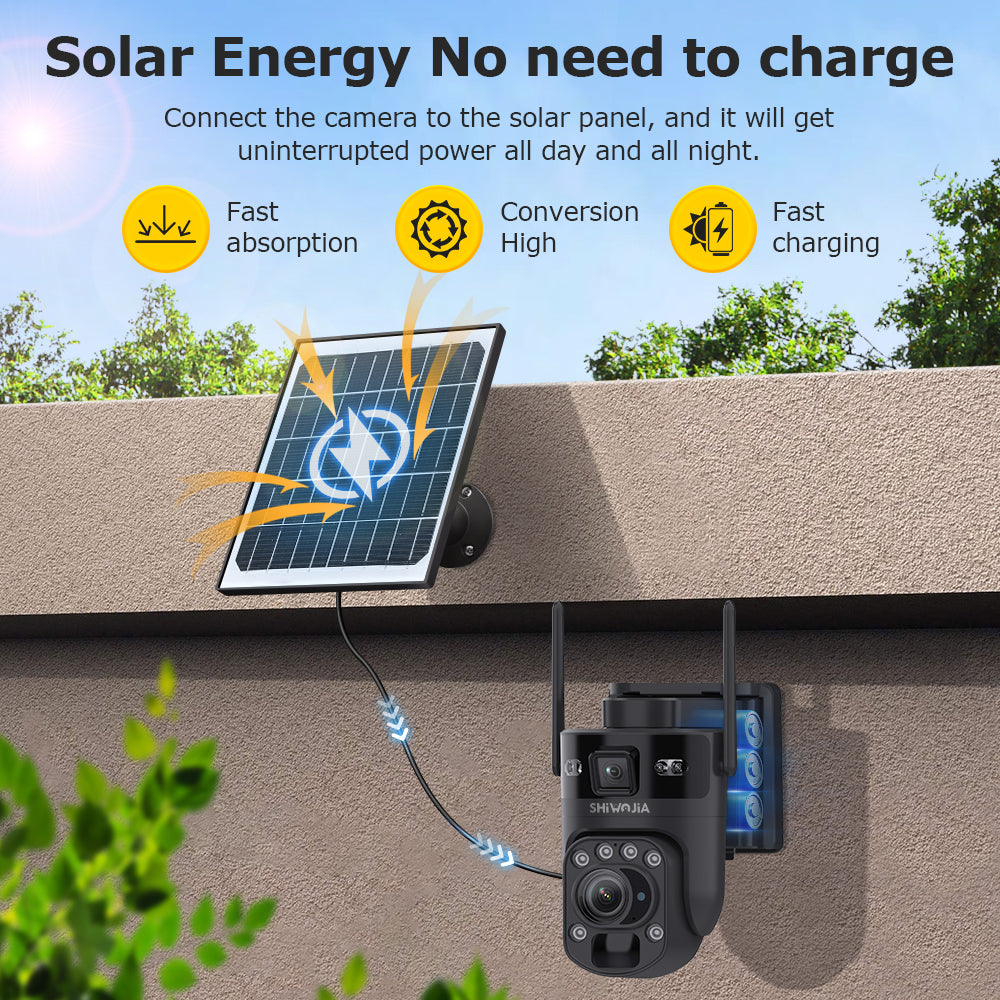 SHIWOJIA 6MP 4G Solar Camera 20X Optical ZOOM Dual Screen Outdoor Security IP Camera Night Vision PIR Detection CCTV 20X
