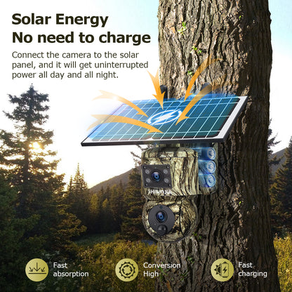 SHIWOJIA 6MP Solar Camera 4G SIM / WIFI Security Outdoor Camouflage Color Dual Lens Solar Battery PTZ Camera 