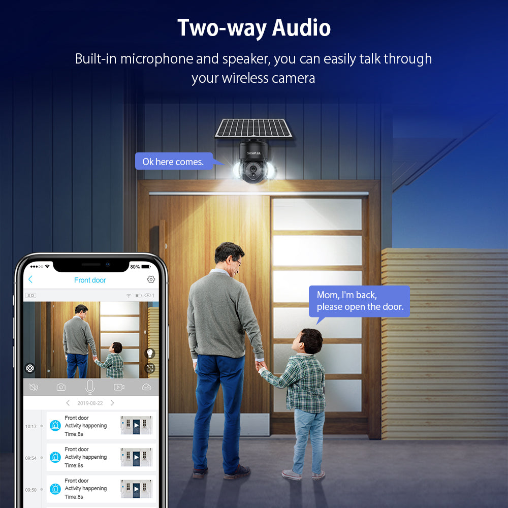 SHIWOJIA 3MP Solar Camera 4G SIM / WIFI Security Outdoor Recording Humanoid Tracking Floodlight Solar Battery PTZ Camera 