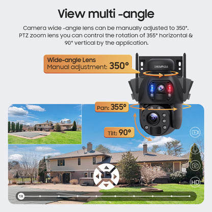 SHIWOJIA 6MP Big 20X Zoom Lens Dual View Solar Battery PTZ Camera Outdoor Wifi Surveillance Camera 