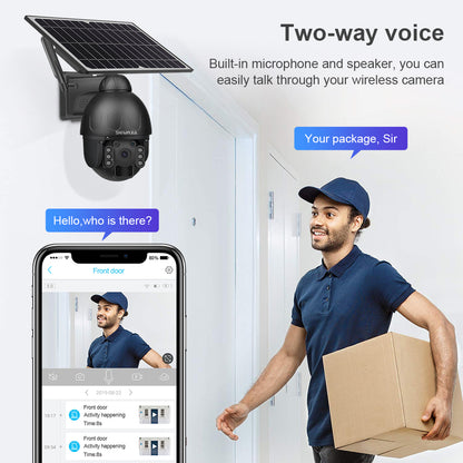 SHIWOJIA 4G SIM / WIFI IP67 HD 3MP Solar Panel Outdoor Monitoring CCTV Camera Smart Home Intrusion Alarm Built-in Battery 