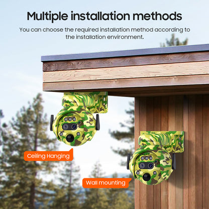 SHIWOJIA 6MP Solar Camera 4G SIM / WIFI Security Outdoor Camouflage Color 12X Zoom Solar Battery PTZ Camera 