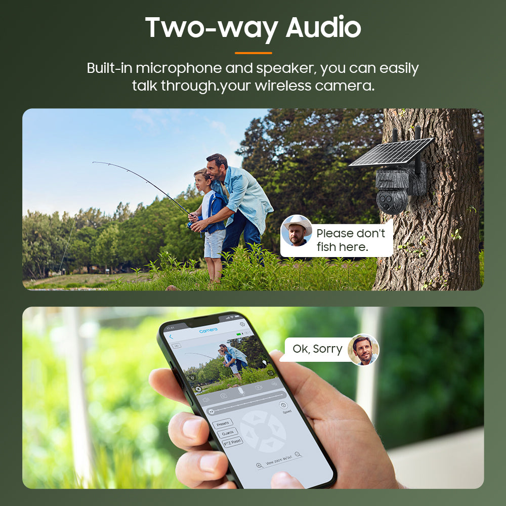 SHIWOJIA 6MP Solar Cameras 4G SIM / WIFI Wireless Outdoor 360° View Animal Monitoring Camouflage Color 12X Zoom Solar Battery PTZ Camera 