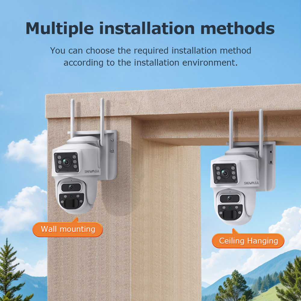 SHIWOJIA 6MP Solar Panel Wifi 12X CCTV PTZ Camera Outdoor Dual Screen 3K Security Battery Power Solar Powered Network Camera 