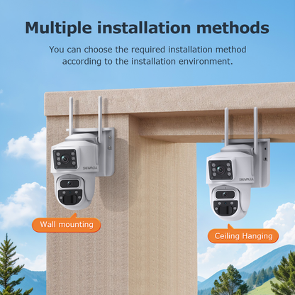 SHIWOJIA 6MP Solar Panel Wifi 12X CCTV PTZ Camera Outdoor Dual Screen 3K Security Battery Power Solar Powered Network Camera 