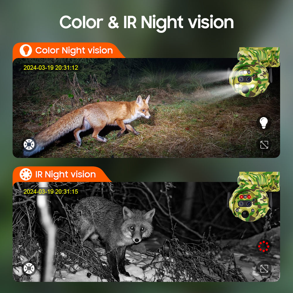 SHIWOJIA 6MP Solar Camera 4G SIM / WIFI Security Outdoor Camouflage Color 12X Zoom Solar Battery PTZ Camera 