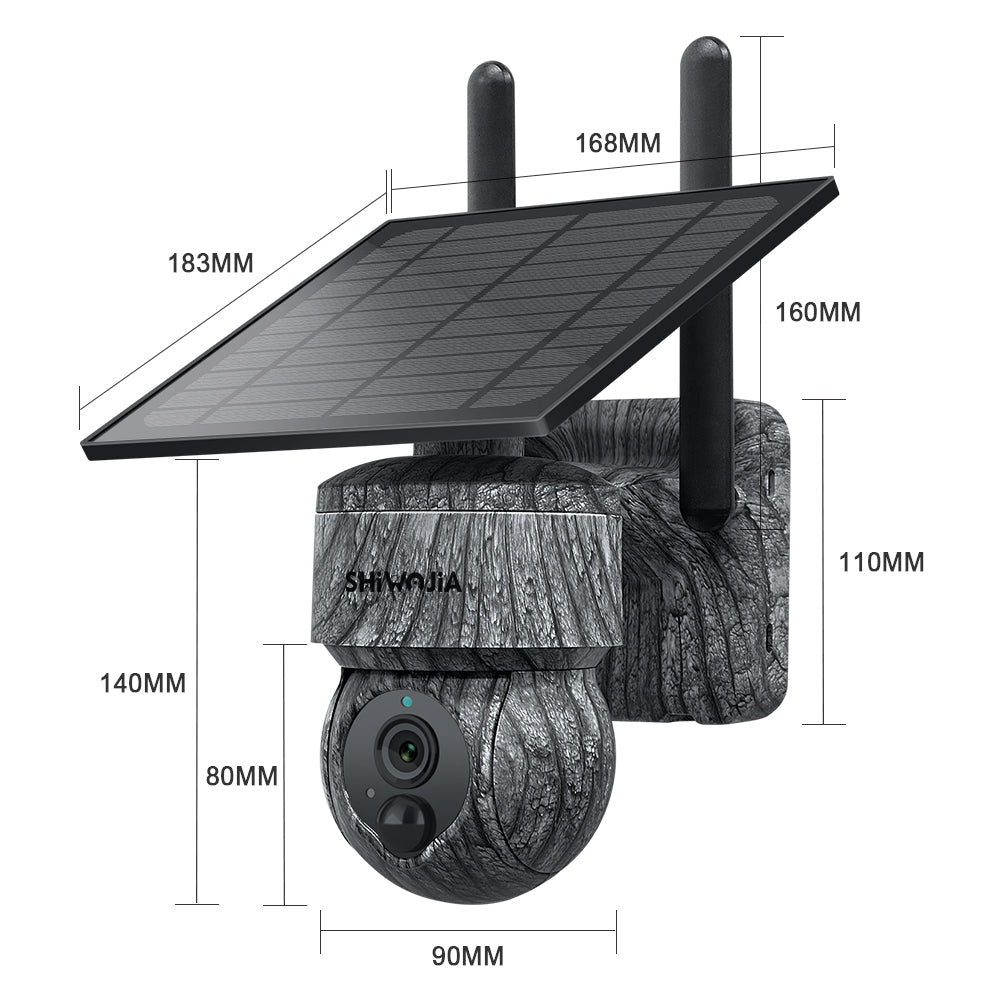 SHIWOJIA 517C Solar Cellular Trail Camera,4G SIM /WIFI Hunting Camera,360° PTZ,Live 3MP Video,IR Infrared,Game Cameras with Motion Activated Waterproof.Built-in Battery
