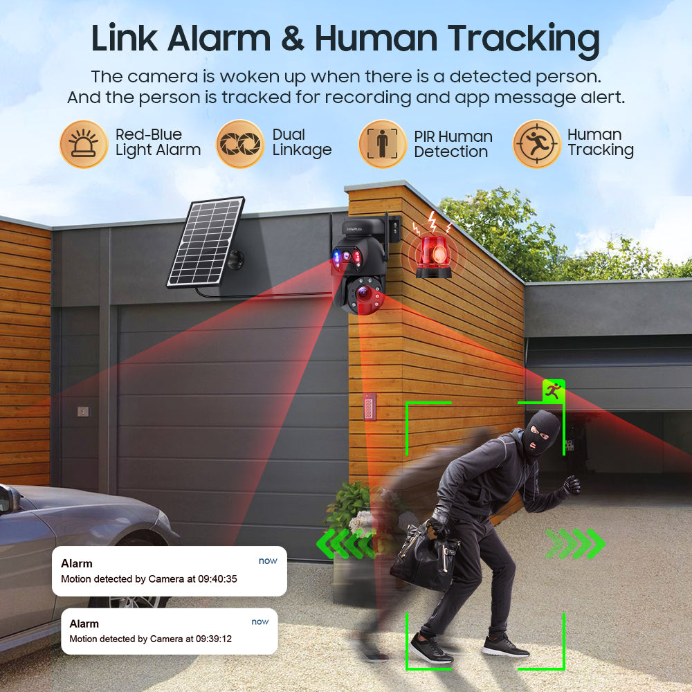 SHIWOJIA 6MP Big 20X Zoom Lens Dual View Solar Battery PTZ Camera Outdoor Wifi Surveillance Camera 