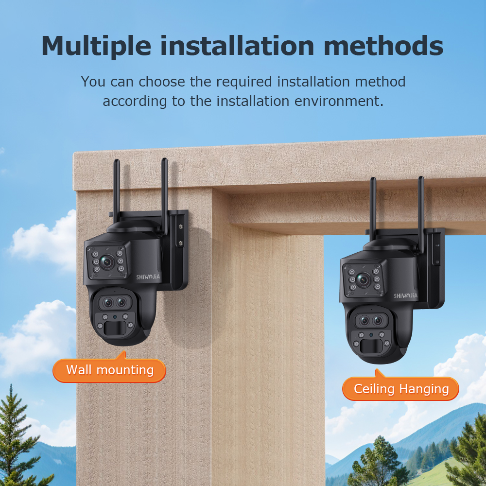 SHIWOJIA 537 8MP Solar Powered Security Camera Night Vision Motion Detection Outdoor Surveillance