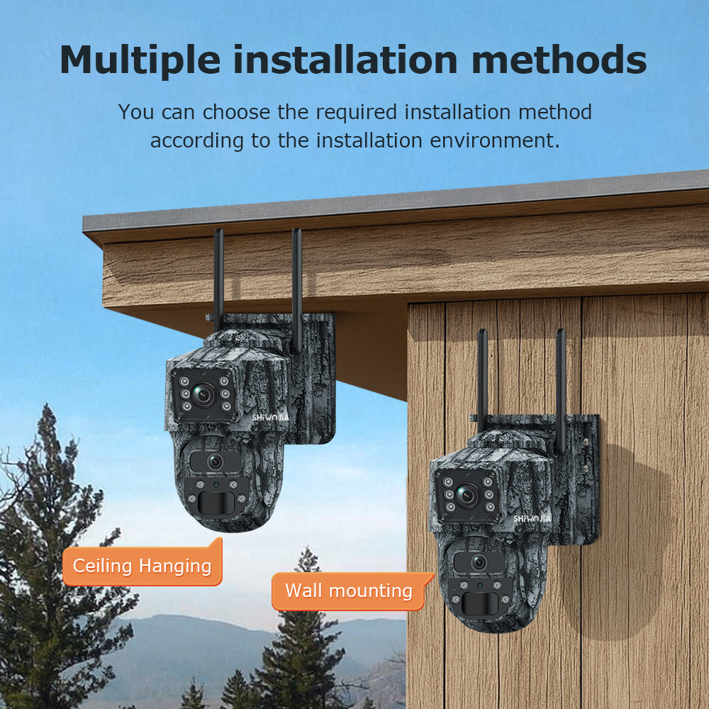 SHIWOJIA 537C 6MP Solar Powered Security Camera 24/7 HD Night Vision Motion Detection Outdoor Surveillance