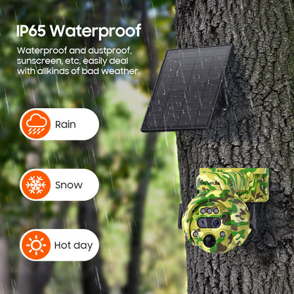 SHIWOJIA 6MP Solar Camera 4G SIM / WIFI Security Outdoor Camouflage Color 12X Zoom Solar Battery PTZ Camera 