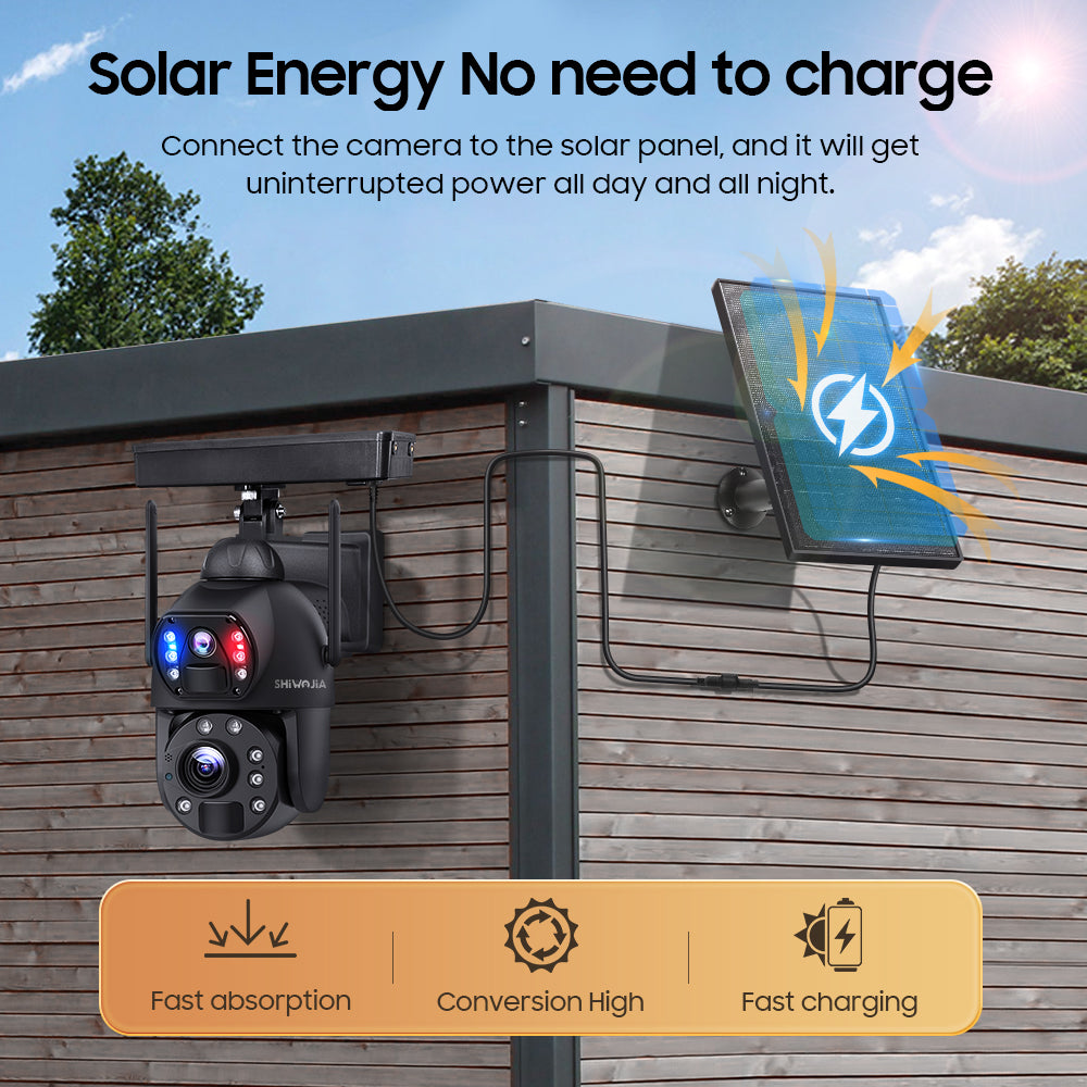 SHIWOJIA 36X Optical add Digital Zoom 4G SIM / WIFI Cellular Security Camera Dual-Lens,6MP Solar Camera Wireless Outdoor,Siren Alarm,Color Night Vision,Dual Screen,Built-in Battery