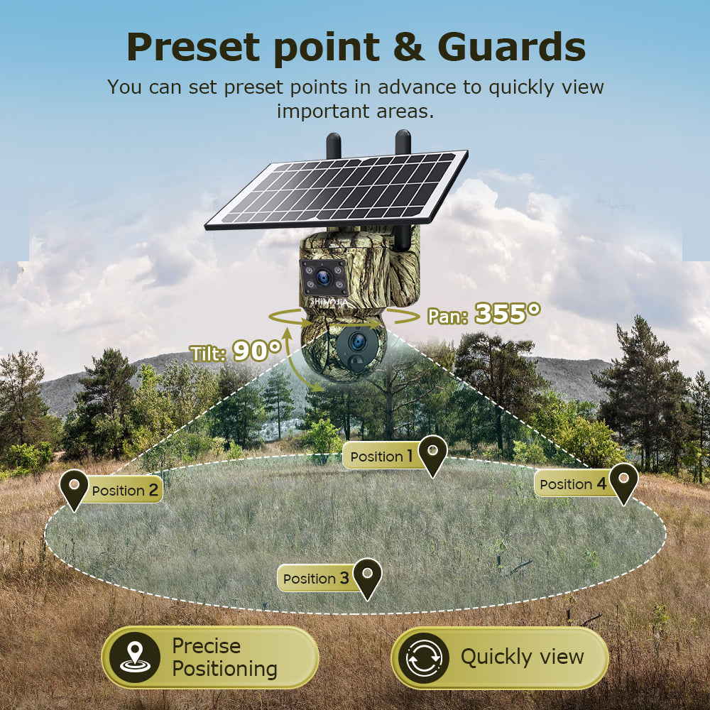 SHIWOJIA 6MP Solar Camera 4G SIM / WIFI Security Outdoor Camouflage Color Dual Lens Solar Battery PTZ Camera 