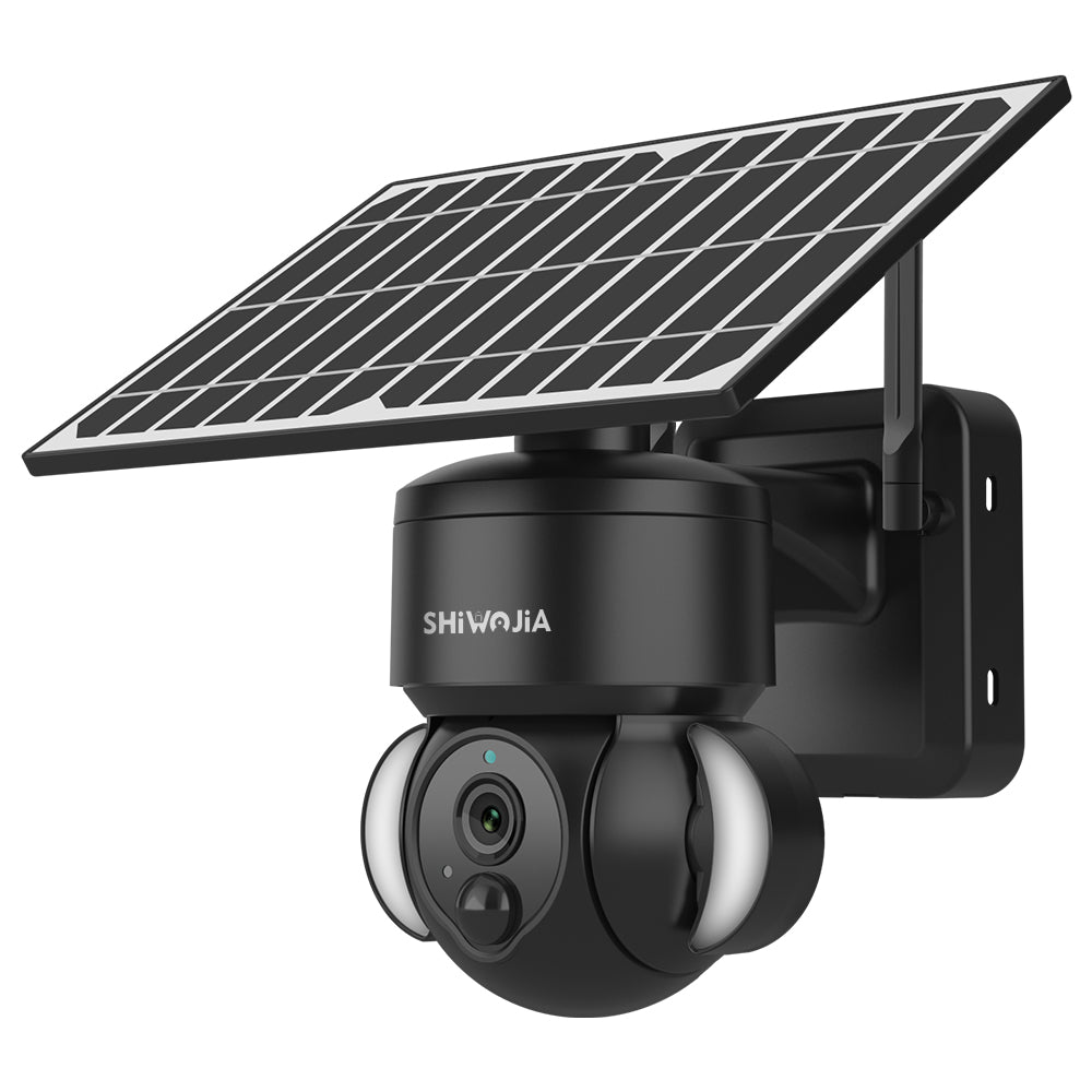SHIWOJIA 3MP Solar Camera 4G SIM / WIFI Security Outdoor Recording Humanoid Tracking Floodlight Solar Battery PTZ Camera 