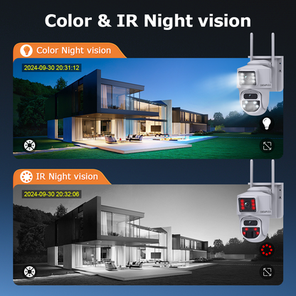 SHIWOJIA 6MP Solar Panel Wifi 12X CCTV PTZ Camera Outdoor Dual Screen 3K Security Battery Power Solar Powered Network Camera 