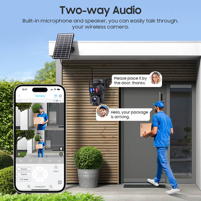 SHIWOJIA 6MP Big 20X Zoom Lens Dual View Solar Battery PTZ Camera Outdoor Wifi Surveillance Camera 