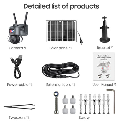 SHIWOJIA 4G SIM / WIFI 12X ZOOM Red/Blue alarm Floodlight Solar Battery PTZ Camera 6MP HD Wireless Security CCTV Including 12000mAh Battery 