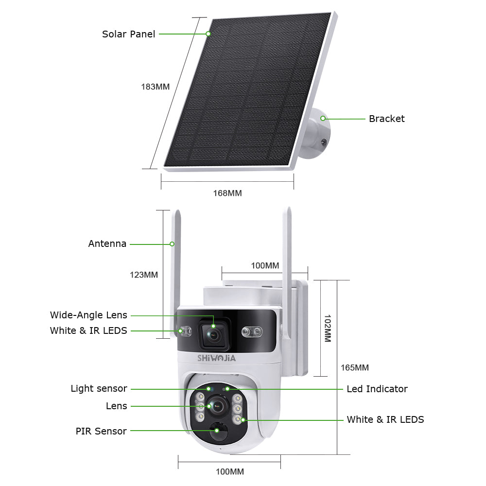 Shiwojia AOV 6MP PIR 4G Solar Powered Security Camera System Ultra HD Night Vision 24 7 Monitoring Waterproof Outdoor Surveillanc