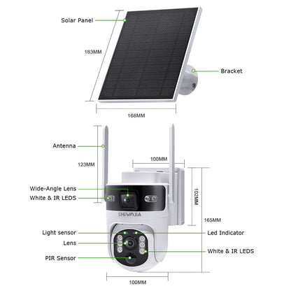 Shiwojia AOV 6MP PIR 4G Solar Powered Security Camera System Ultra HD Night Vision 24 7 Monitoring Waterproof Outdoor Surveillanc