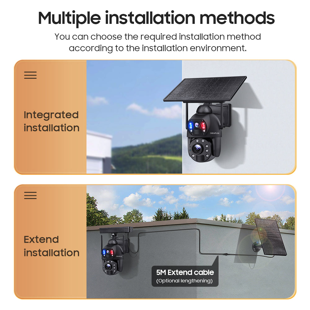 SHIWOJIA 36X Optical add Digital Zoom 4G SIM / WIFI Cellular Security Camera Dual-Lens,6MP Solar Camera Wireless Outdoor,Siren Alarm,Color Night Vision,Dual Screen,Built-in Battery