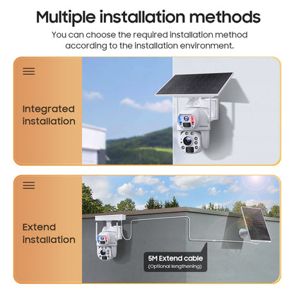 SHIWOJIA 10W Solar Panel Camera 4G SIM / WIFI 6MP 20X ZOOM Solar 20000mAh Battery Cameras 360° Outdoor Dual Lens Recording Humanoid Cam 