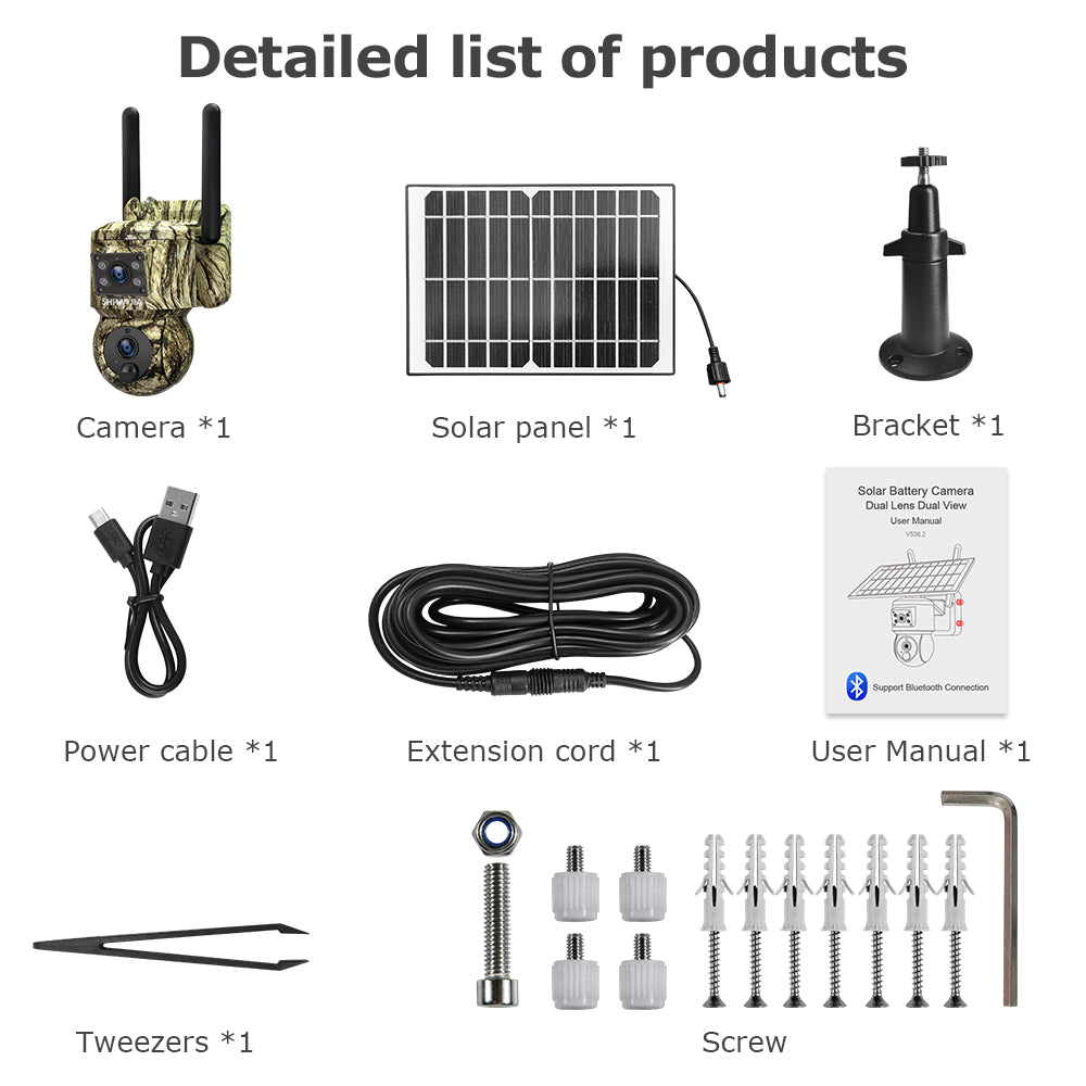 SHIWOJIA 6MP Solar Camera 4G SIM / WIFI Security Outdoor Camouflage Color Dual Lens Solar Battery PTZ Camera 