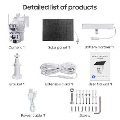 SHIWOJIA 10W Solar Panel Camera 4G SIM / WIFI 6MP 20X ZOOM Solar 20000mAh Battery Cameras 360° Outdoor Dual Lens Recording Humanoid Cam 