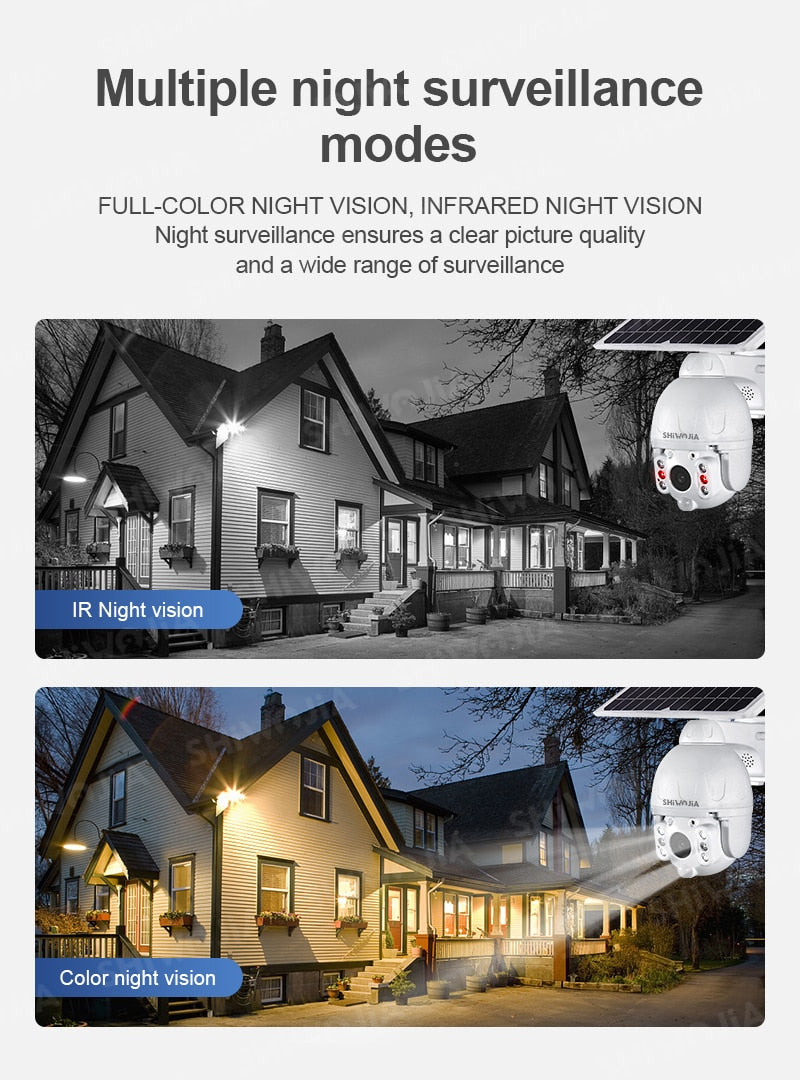 Solar Panel Camera Wifi Version PTZ 4X 3MP Outdoor Security Wireless Monitor Waterproof CCTV Smart Home Surveillance 
