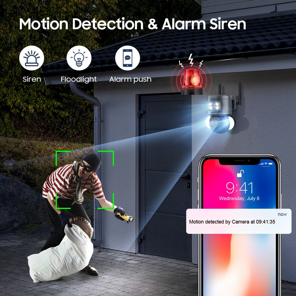 5MP 4G SIM Security Camera Tuya WIFI Surveillance Camera with Anti-theft Siren Alarm CCTV Cameras Alexa Google Motion