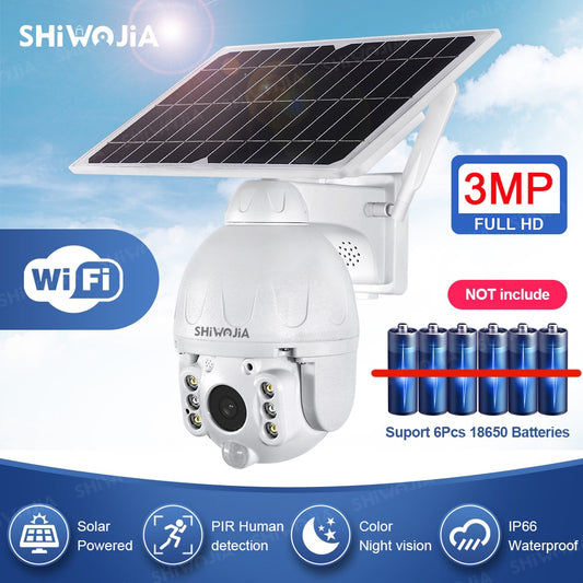 Solar Panel Camera Wifi Version PTZ 4X 3MP Outdoor Security Wireless Monitor Waterproof CCTV Smart Home Surveillance 