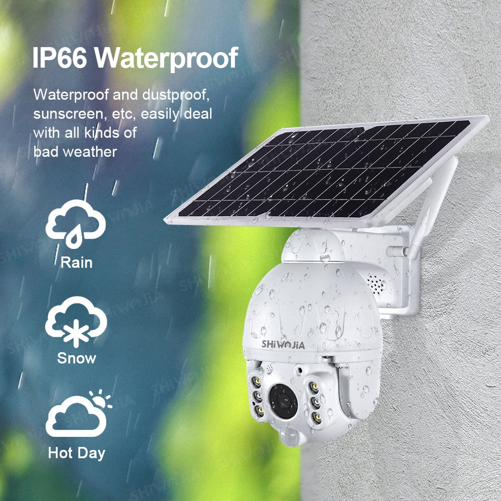 Solar Panel Camera Wifi Version PTZ 4X 3MP Outdoor Security Wireless Monitor Waterproof CCTV Smart Home Surveillance 
