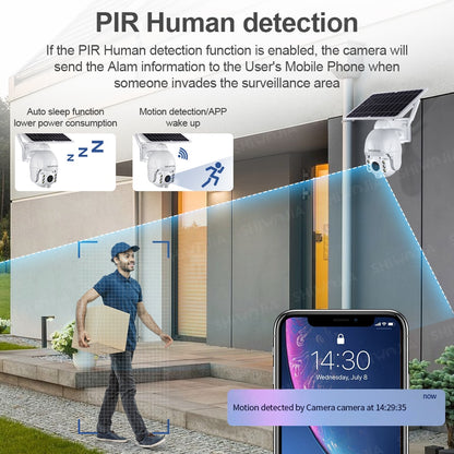 Solar Panel Camera Wifi Version PTZ 4X 3MP Outdoor Security Wireless Monitor Waterproof CCTV Smart Home Surveillance 