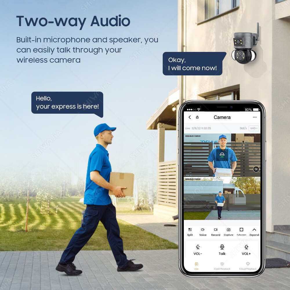 WIFI IP Camera 4MP 10X Zoom Security Protection Outdoor Surveillance Cameras AI Auto Tracking Floodlight Camera 