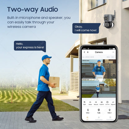 WIFI IP Camera 4MP 10X Zoom Security Protection Outdoor Surveillance Cameras AI Auto Tracking Floodlight Camera 