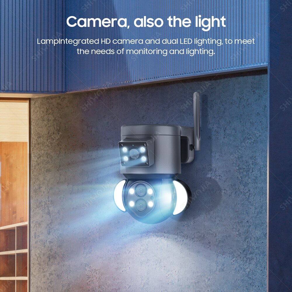 WIFI IP Camera 4MP 10X Zoom Security Protection Outdoor Surveillance Cameras AI Auto Tracking Floodlight Camera 