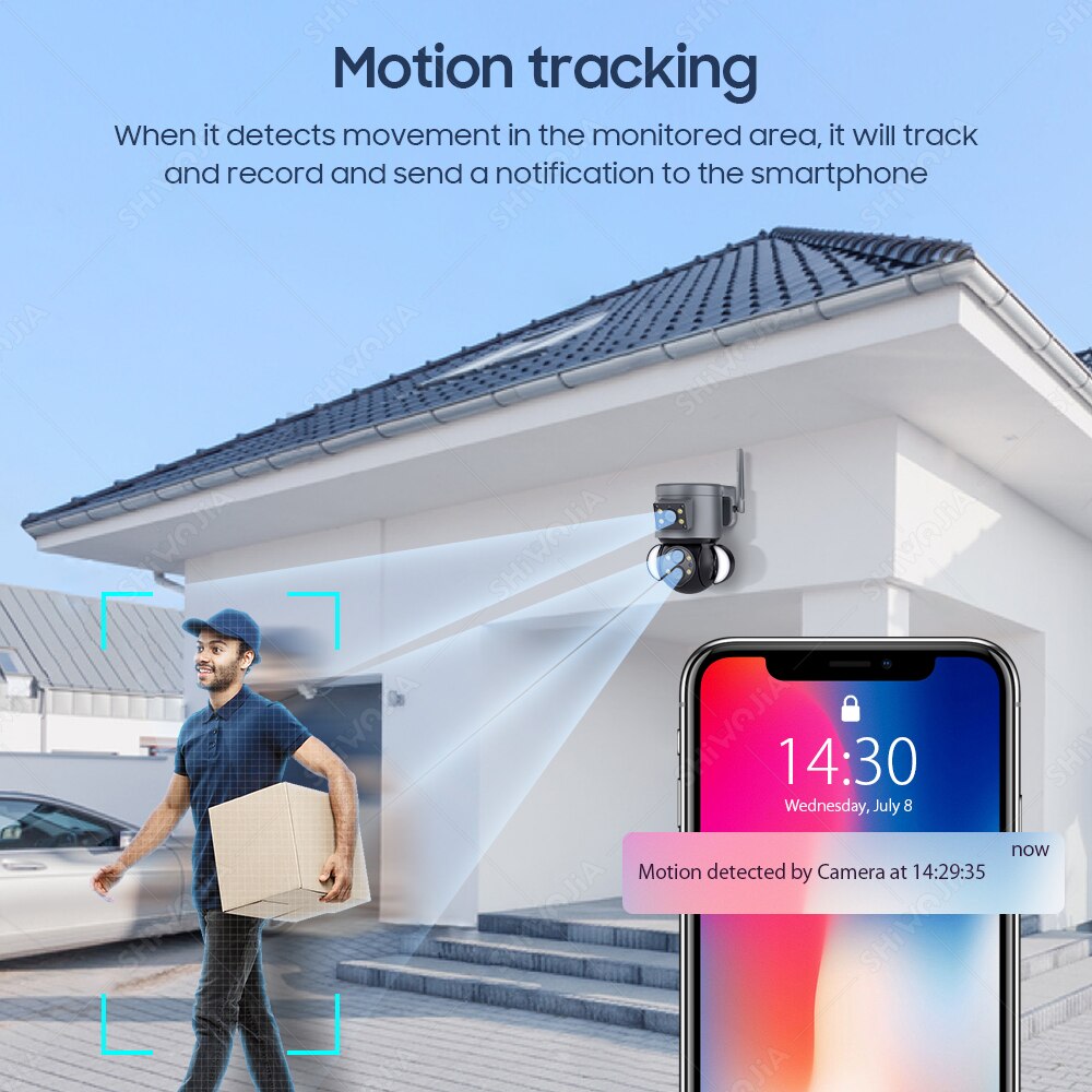 WIFI IP Camera 4MP 10X Zoom Security Protection Outdoor Surveillance Cameras AI Auto Tracking Floodlight Camera 