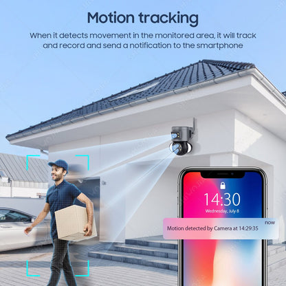 WIFI IP Camera 4MP 10X Zoom Security Protection Outdoor Surveillance Cameras AI Auto Tracking Floodlight Camera 